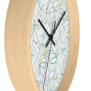 Sketch Leaf Wall Clock in Teal