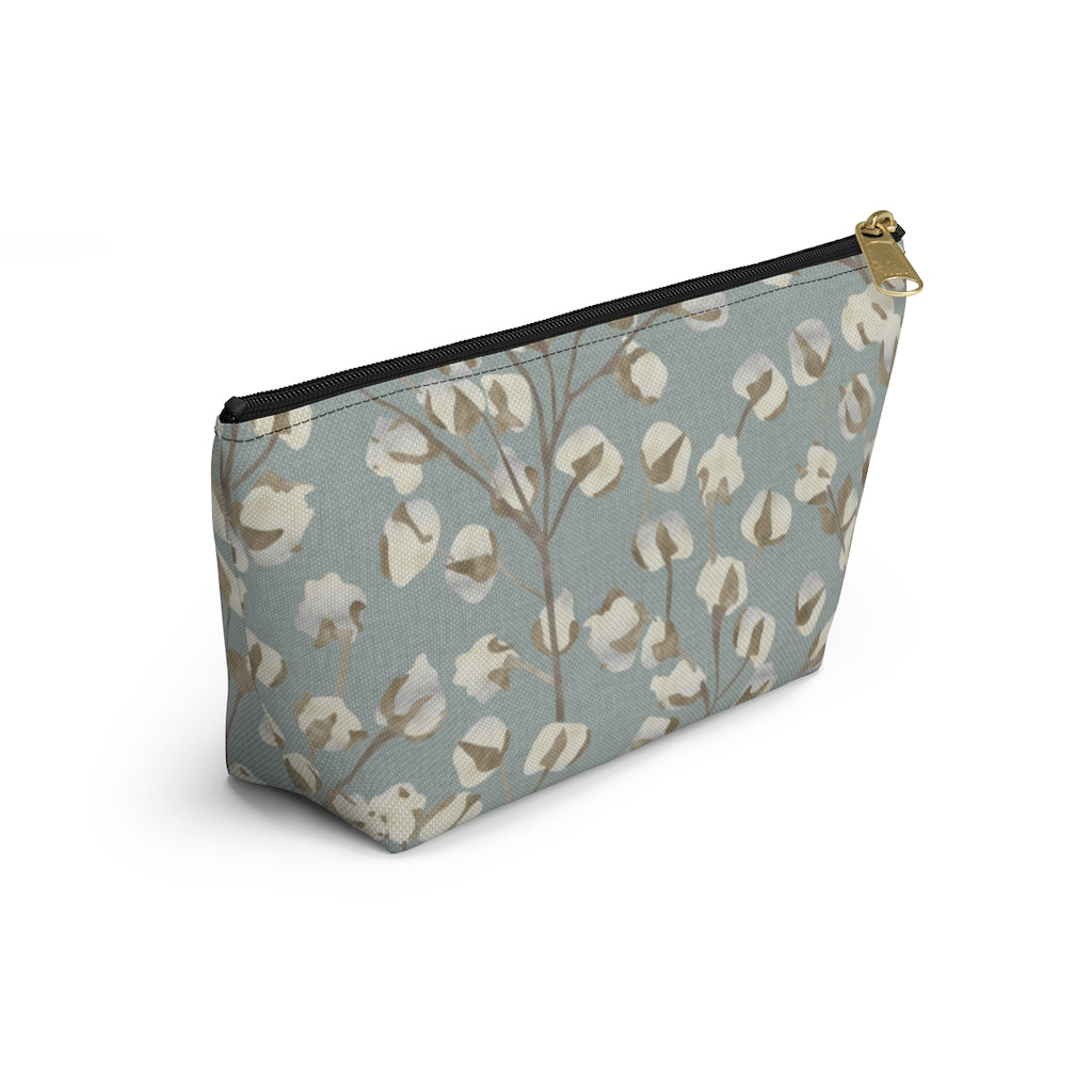 Cotton Branch Accessory Pouch w T-bottom in Aqua