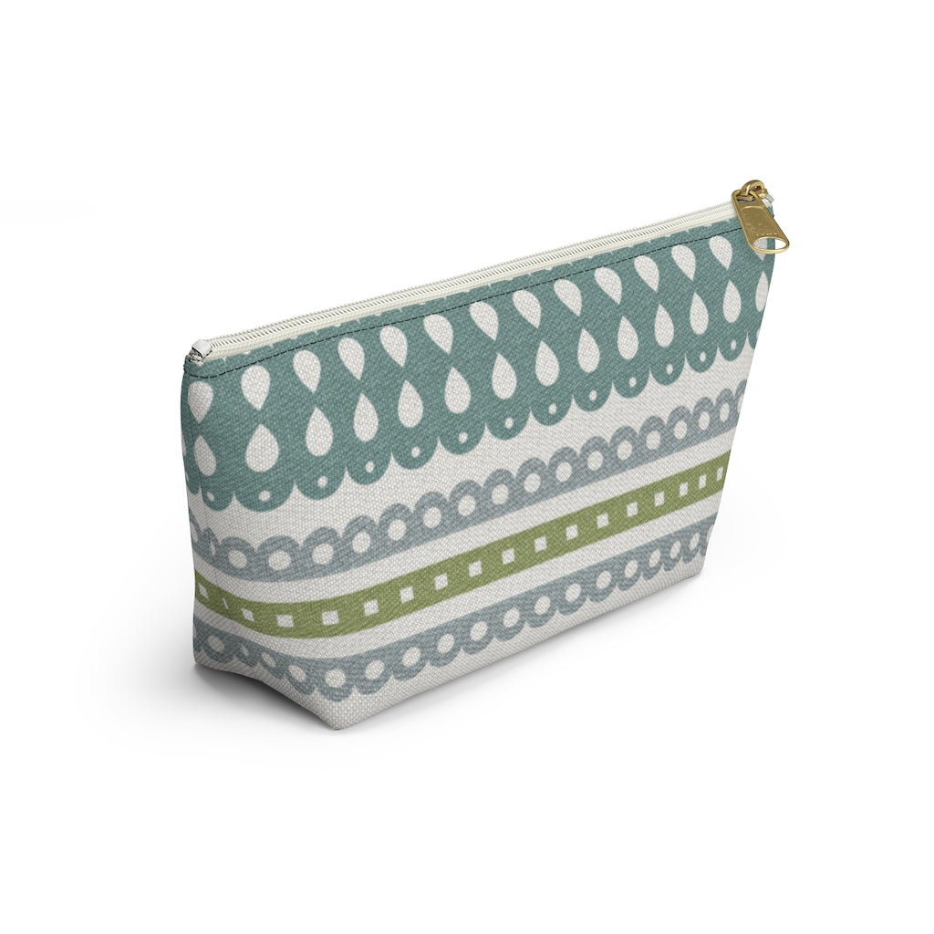 Ribbon Candy Accessory Pouch w T-bottom in Aqua