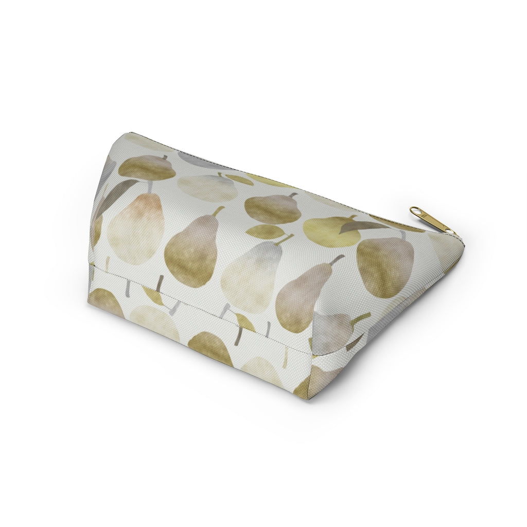 Watercolor Pears Accessory Pouch w T-bottom in Gold
