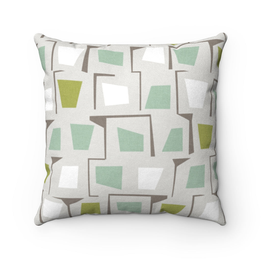 Googie Square Throw Pillow in Aqua