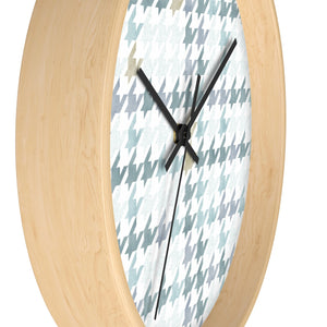 Plaid Houndstooth Wall Clock in Aqua