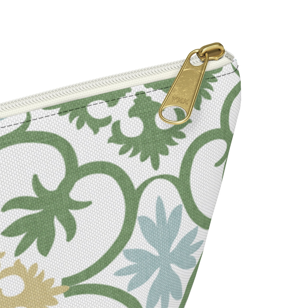 Portugal Tile Accessory Pouch w T-bottom in Green