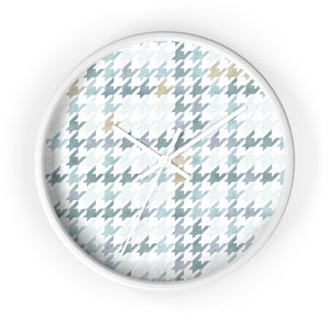 Plaid Houndstooth Wall Clock in Aqua