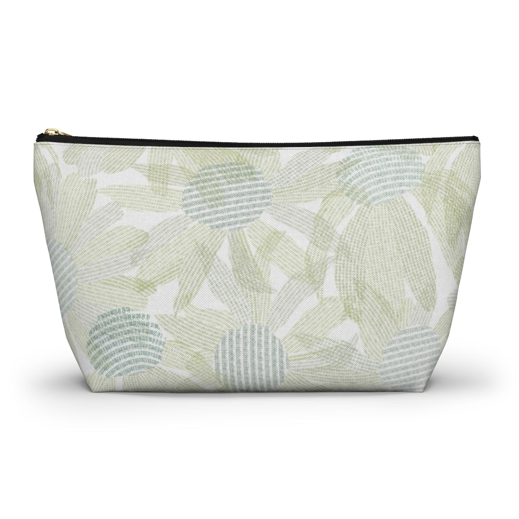 Daisy Chain Code Accessory Pouch w T-bottom in Green