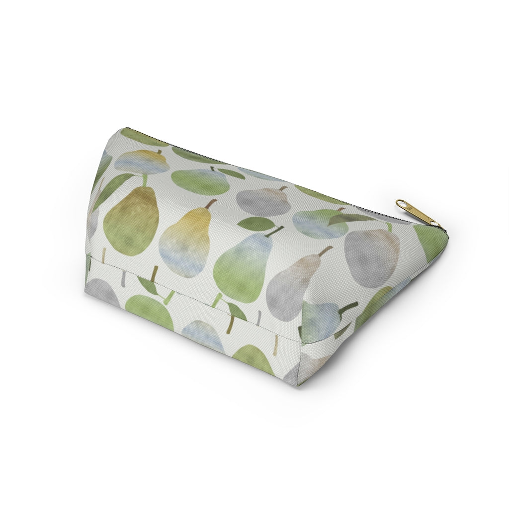 Watercolor Pears Accessory Pouch w T-bottom in Green
