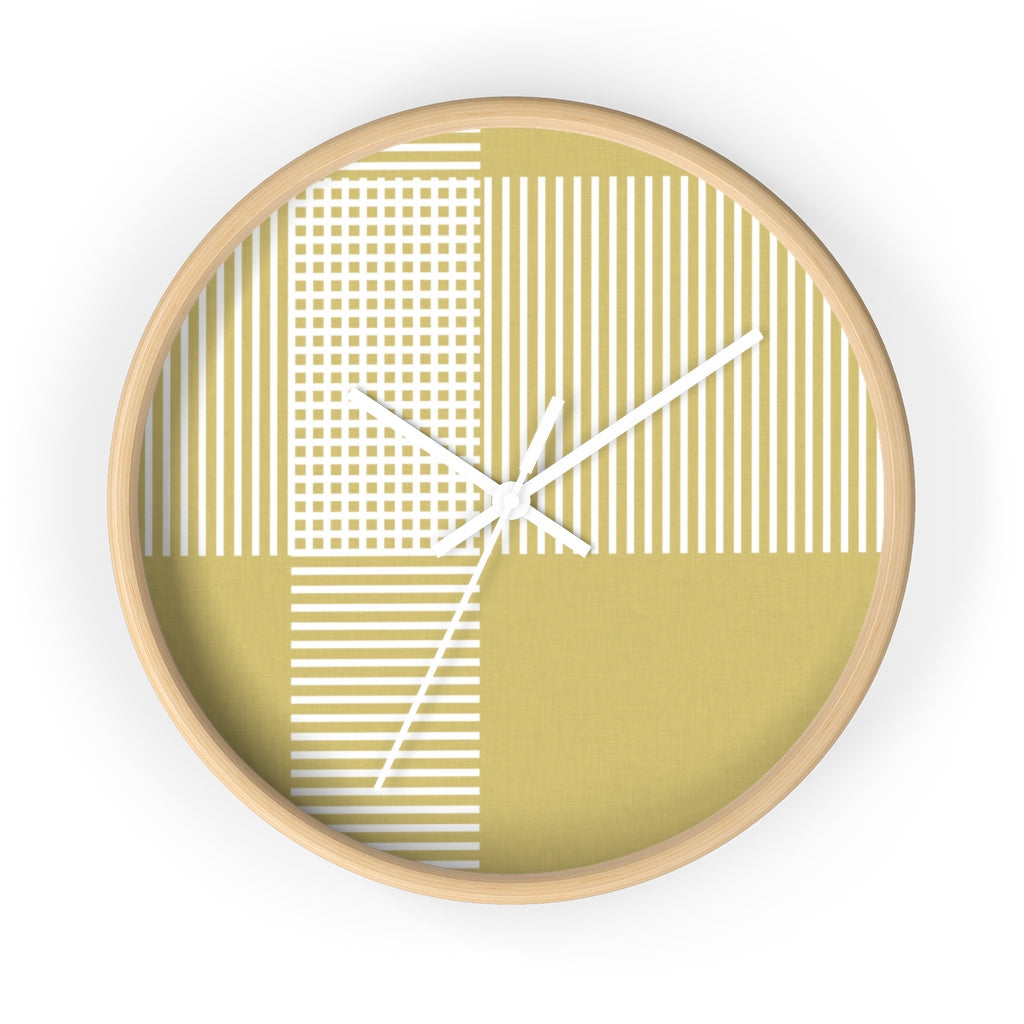 Circle Plaid Wall Clock in Gold