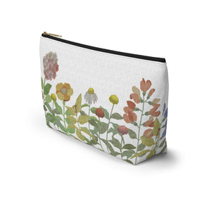 Illustrated Flowers Accessory Pouch w T-bottom in Green