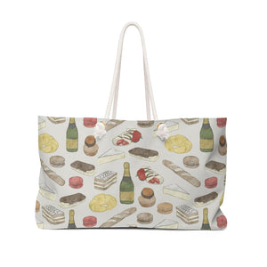 Watercolor French Pastries Weekender Bag in Cream