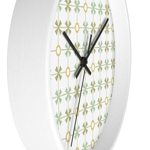 Plaid With Circles Wall Clock in Green