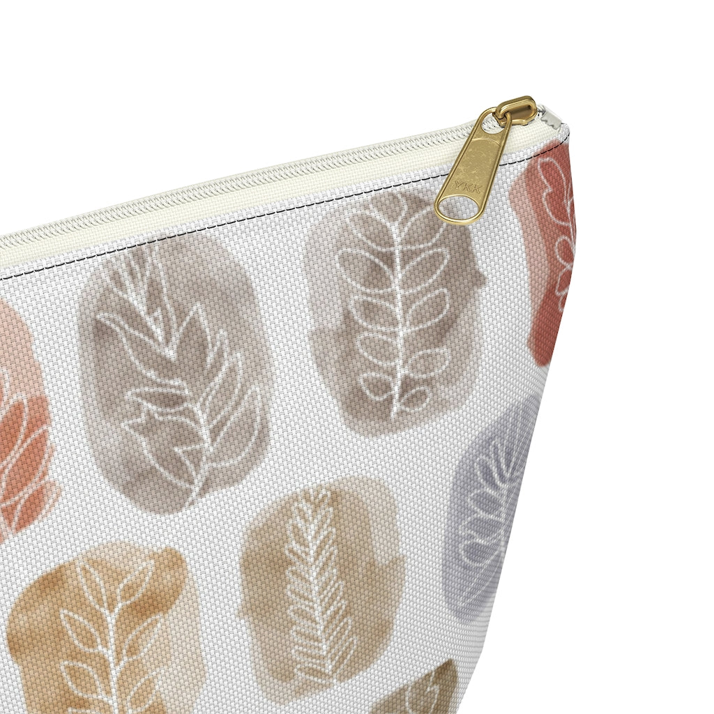Watercolor Leaf Stamp Accessory Pouch w T-bottom in Red
