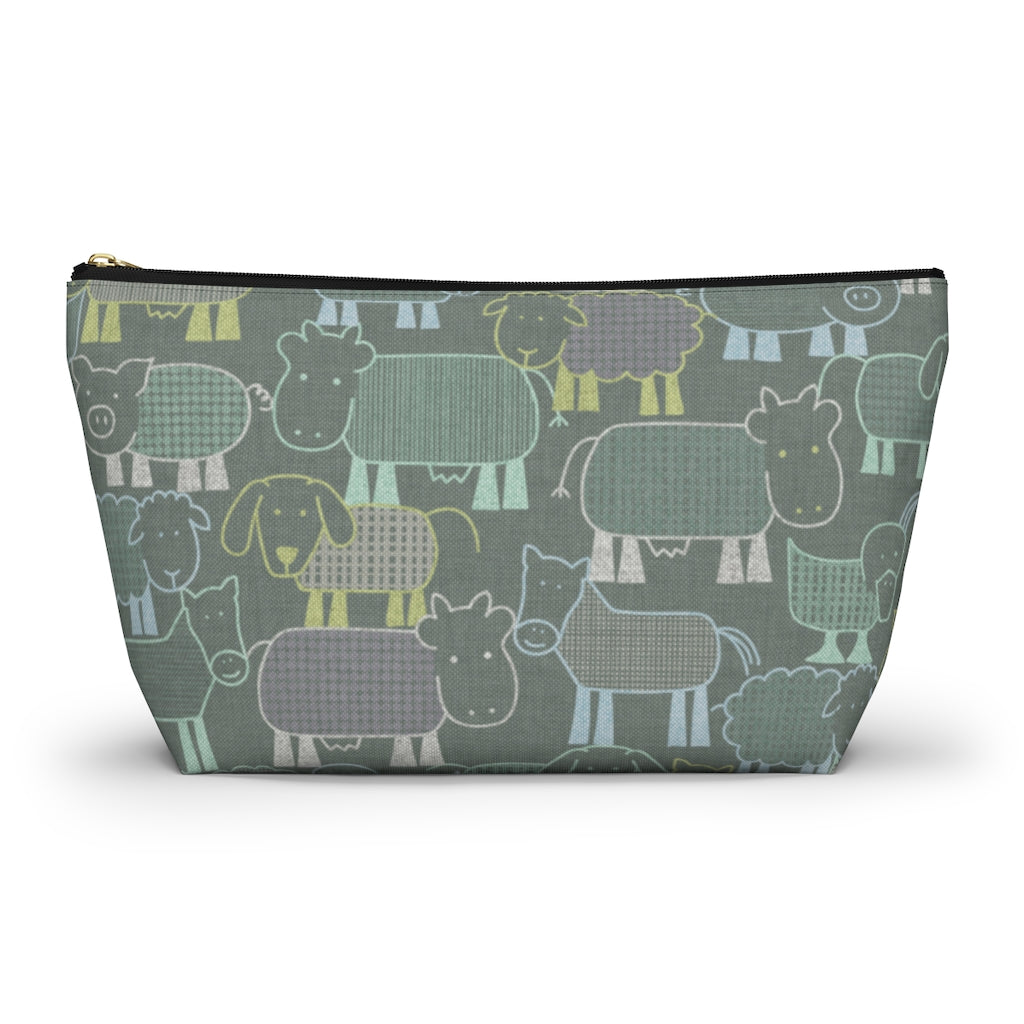Animal Farm Accessory Pouch w T-bottom in Aqua