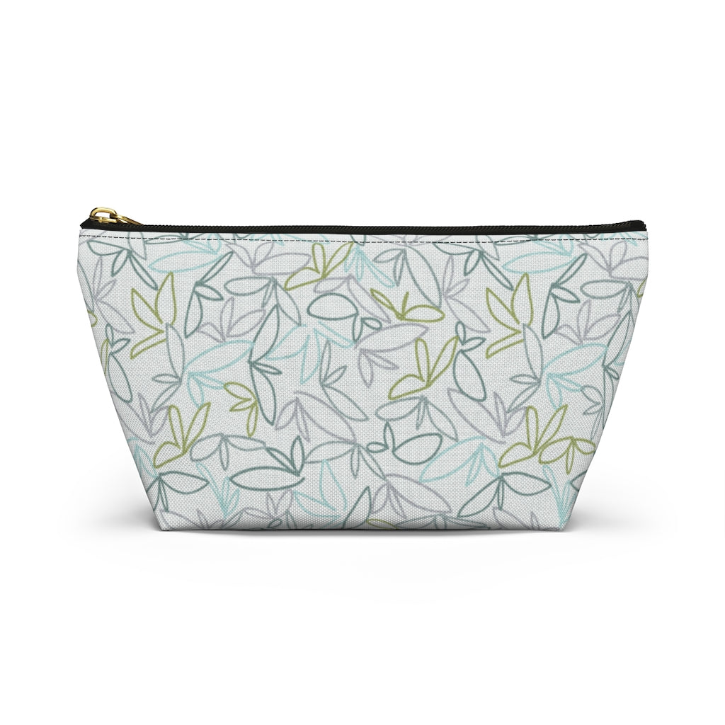 Sketch Leaf Accessory Pouch w T-bottom in Teal