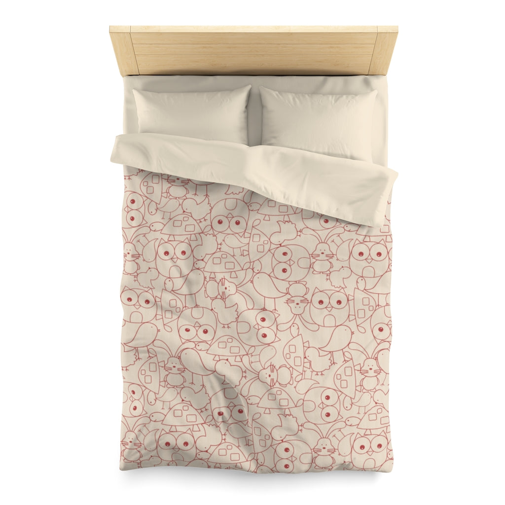 Cute Critters Microfiber Duvet Cover in Peach