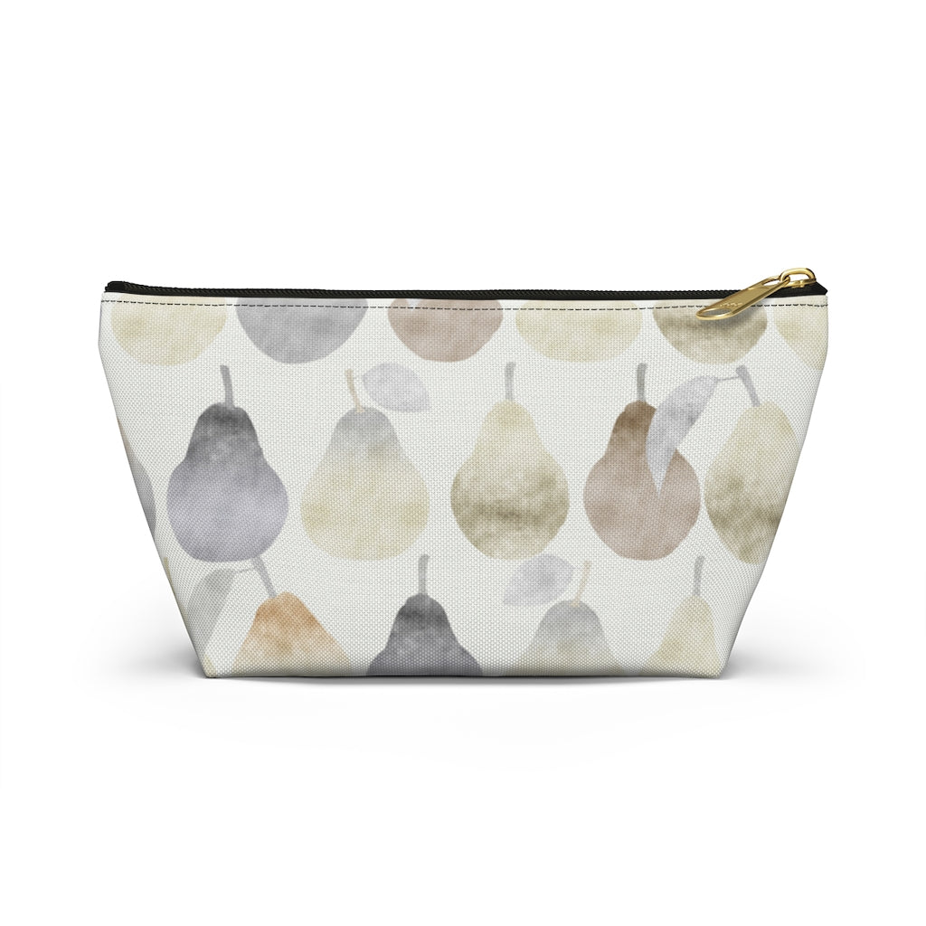 Watercolor Pears Accessory Pouch w T-bottom in Cream