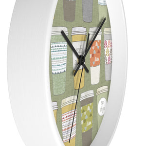 Coffee To Go Wall Clock in Green