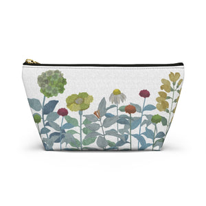 Illustrated Flowers Accessory Pouch w T-bottom in Aqua