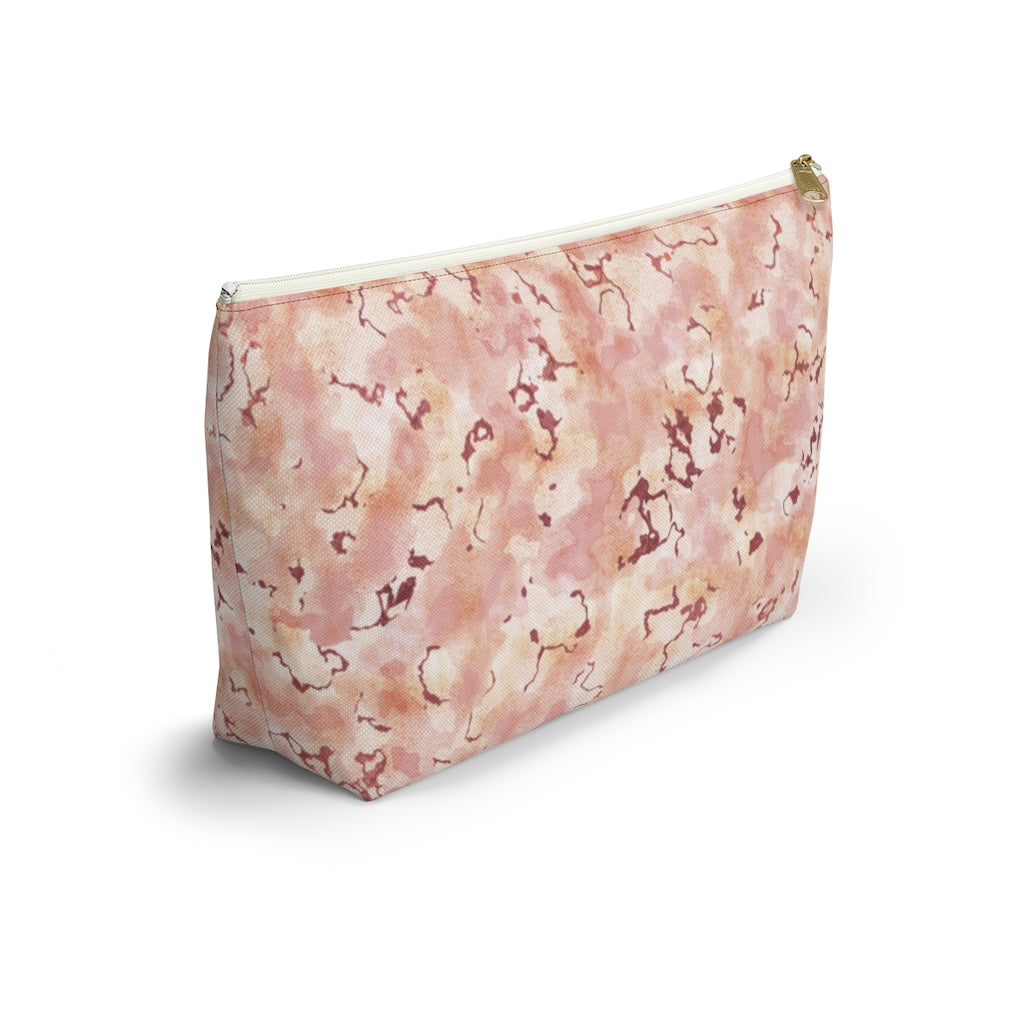 Carrara Marble Accessory Pouch w T-bottom in Pink