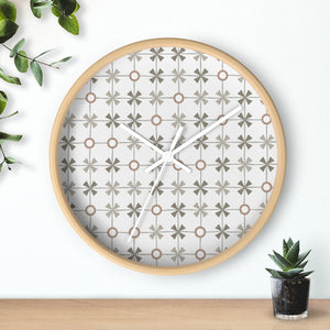 Plaid With Circles Wall Clock in Taupe