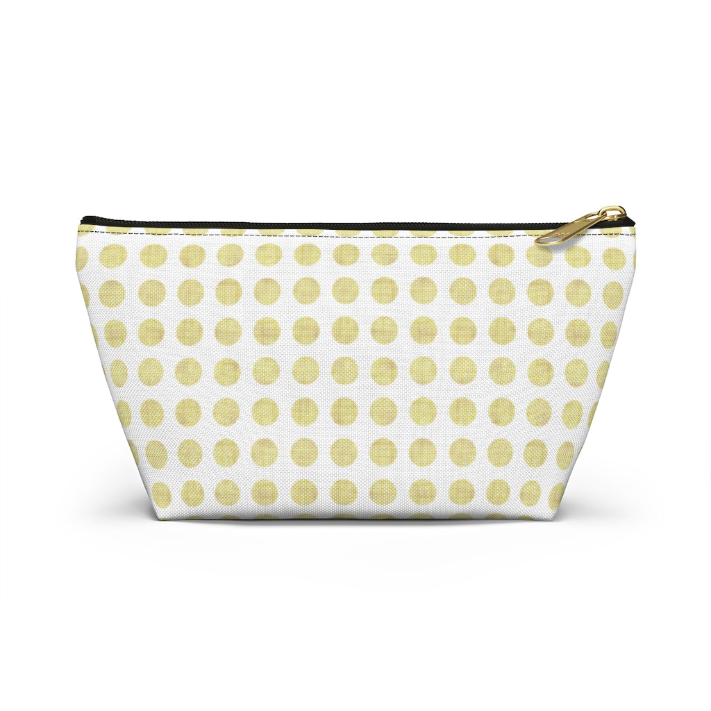 Textured Polka Dots Accessory Pouch w T-bottom in Yellow