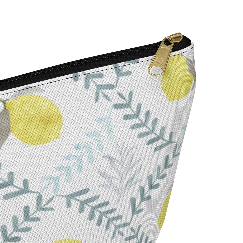 Lemon Tile Accessory Pouch w T-bottom in Aqua