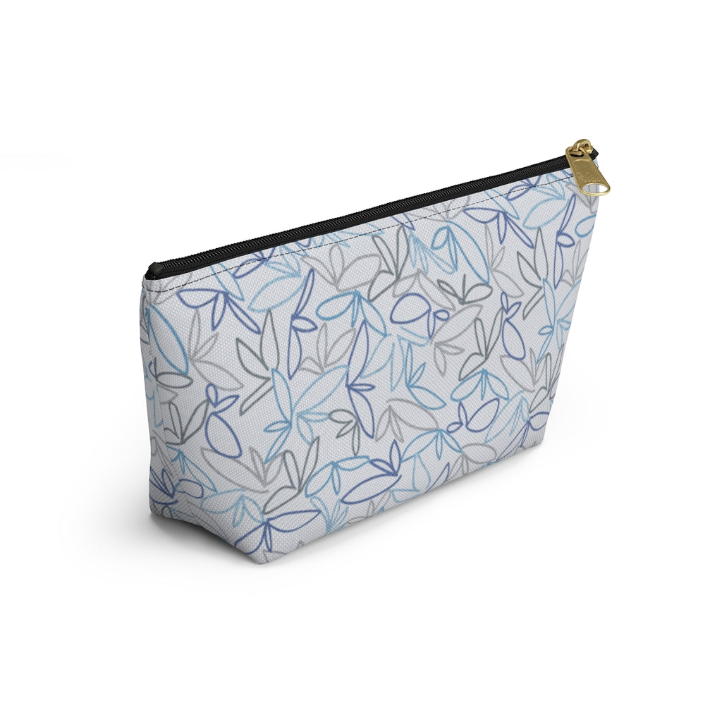 Sketch Leaf Accessory Pouch w T-bottom in Blue