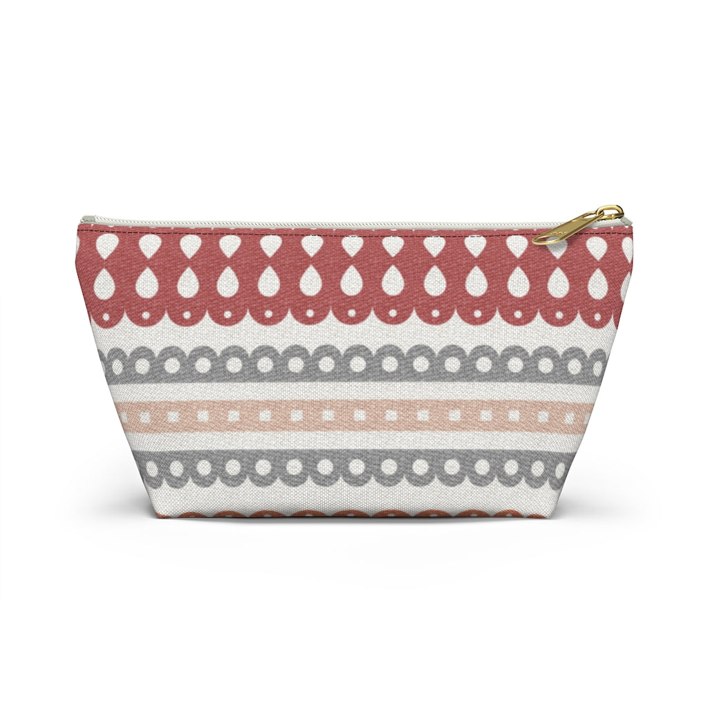 Ribbon Candy Accessory Pouch w T-bottom in Red