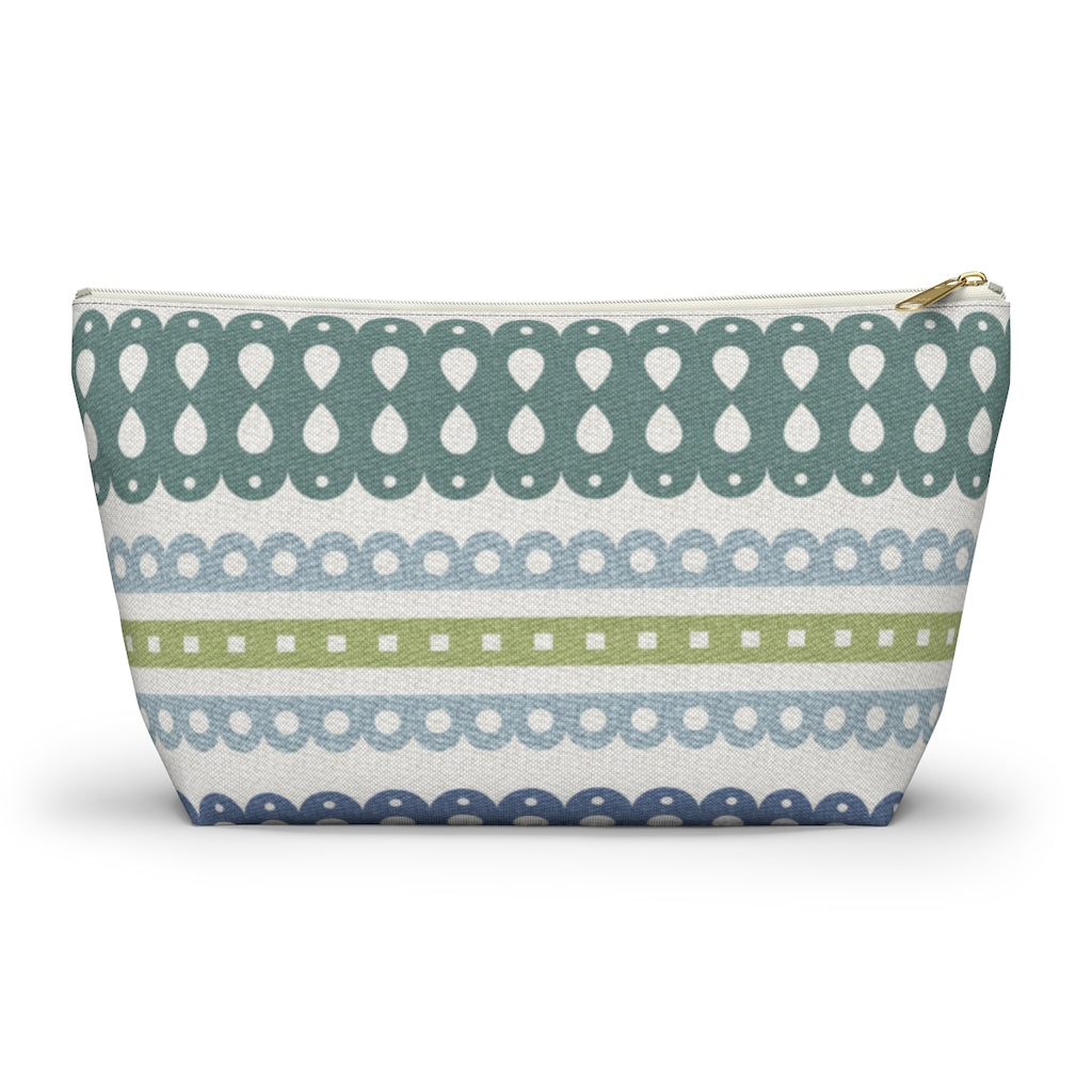 Ribbon Candy Accessory Pouch w T-bottom in Green