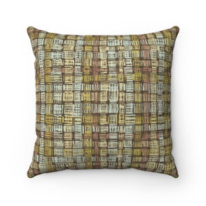 Textured Plaid Square Throw Pillow in Brown