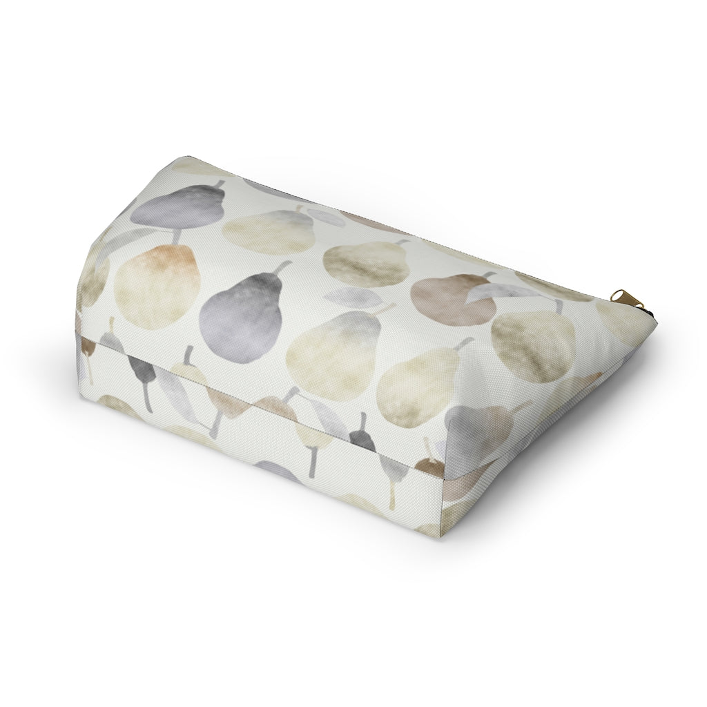 Watercolor Pears Accessory Pouch w T-bottom in Cream