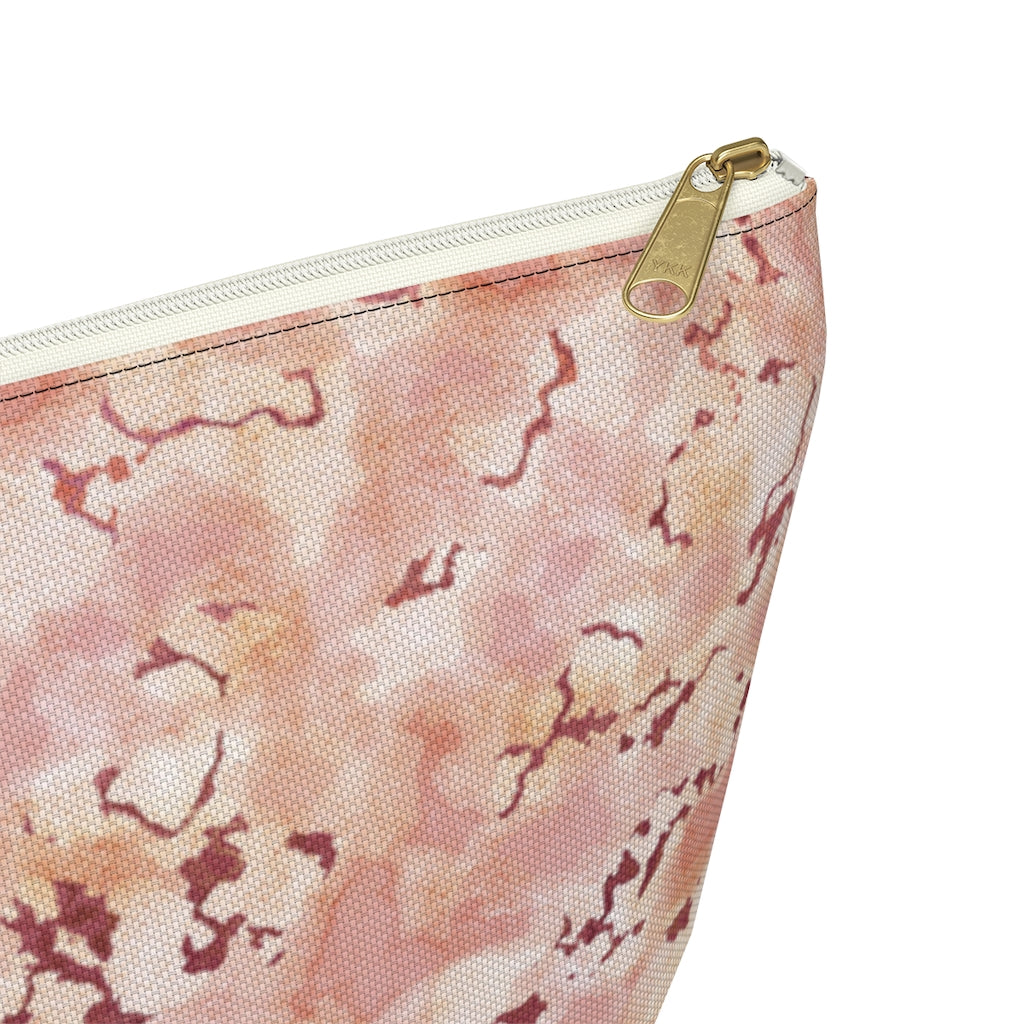 Carrara Marble Accessory Pouch w T-bottom in Pink
