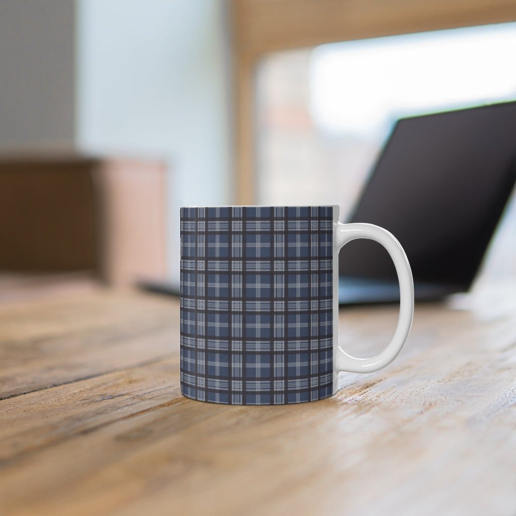 Plaid Deer Mug in Navy
