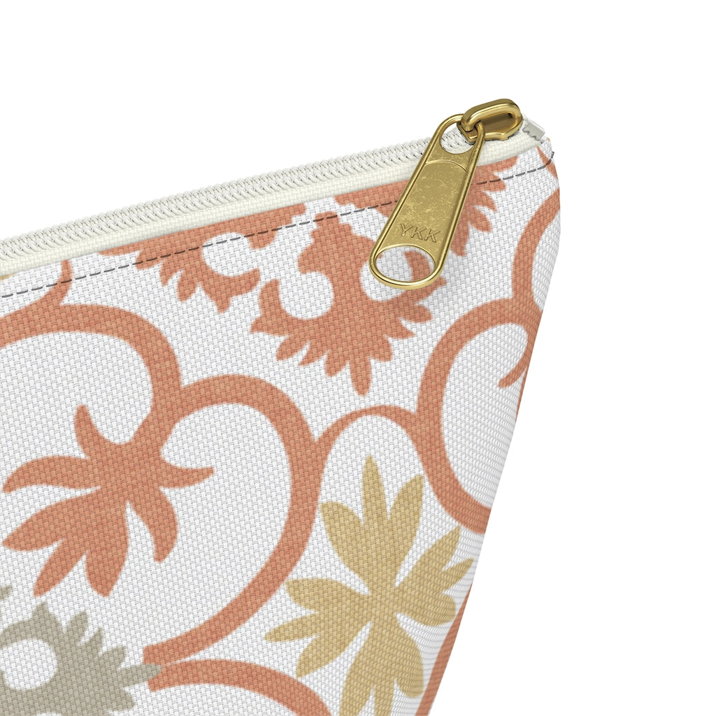 Portugal Tile Accessory Pouch w T-bottom in Orange
