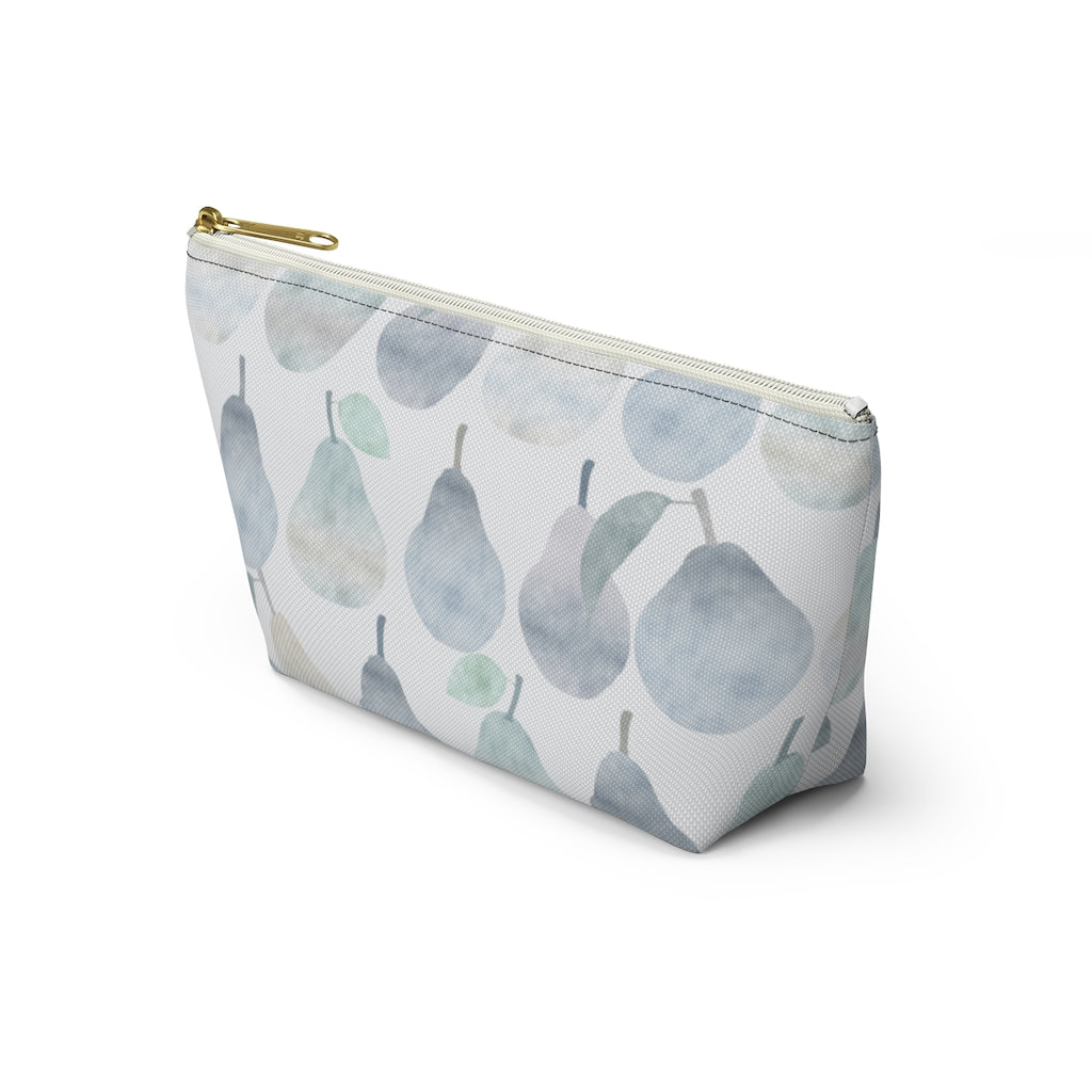 Watercolor Pears Accessory Pouch w T-bottom in Light Blue