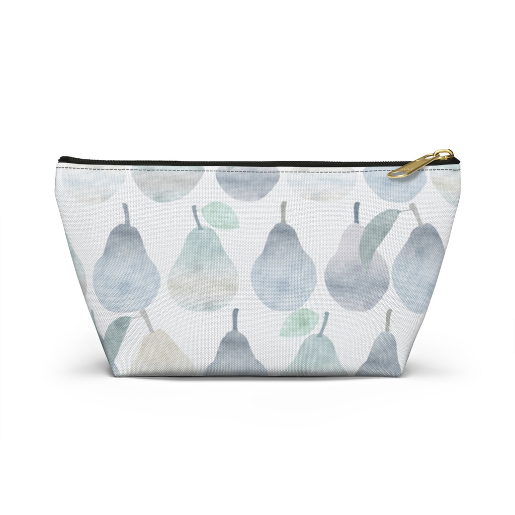 Watercolor Pears Accessory Pouch w T-bottom in Light Blue
