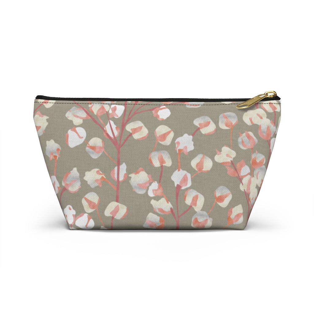 Cotton Branch Accessory Pouch w T-bottom in Pink