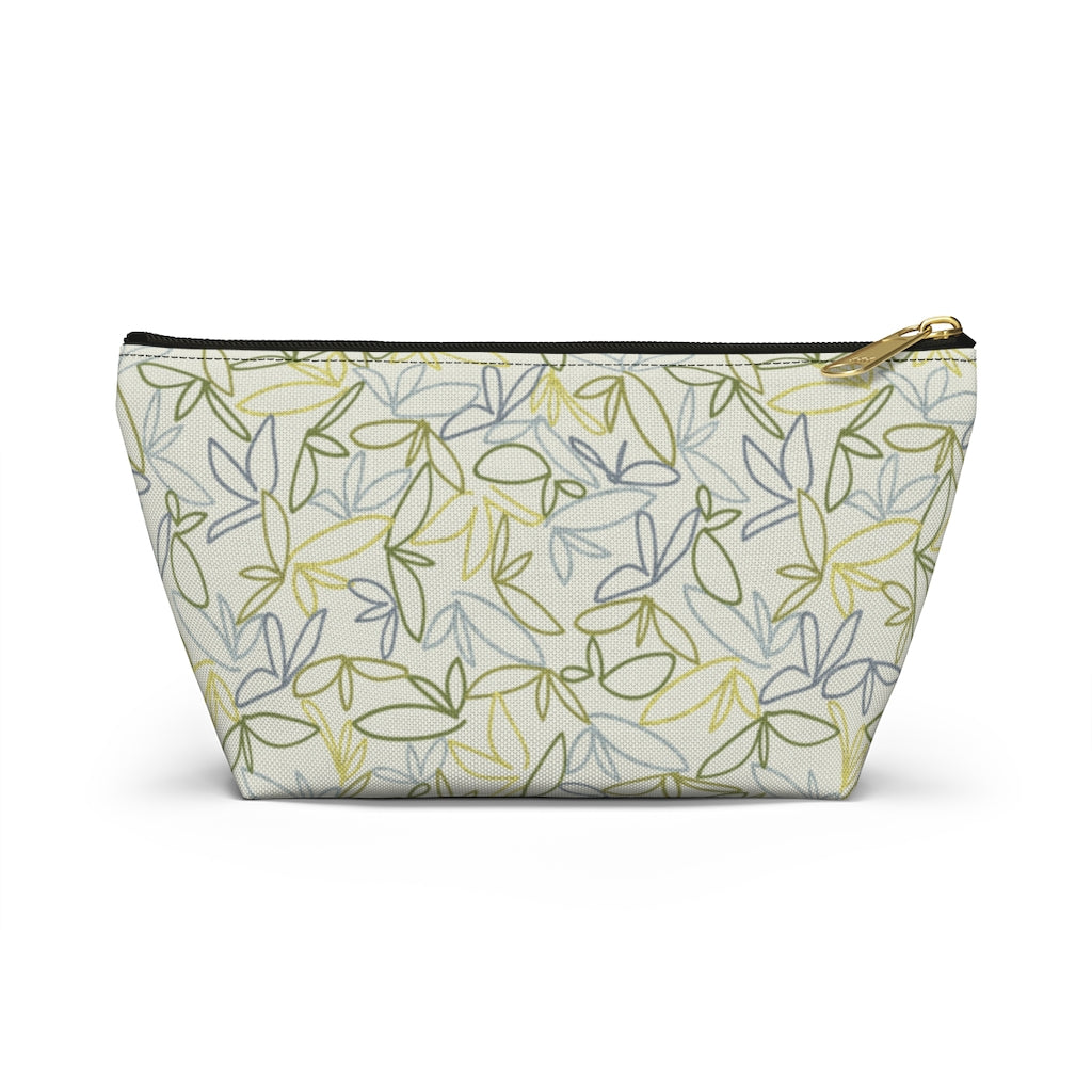 Sketch Leaf Accessory Pouch w T-bottom in Green