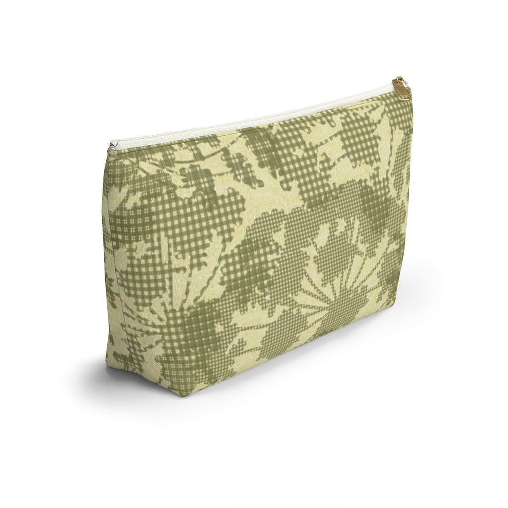 Floral Plaid Accessory Pouch w T-bottom in Green
