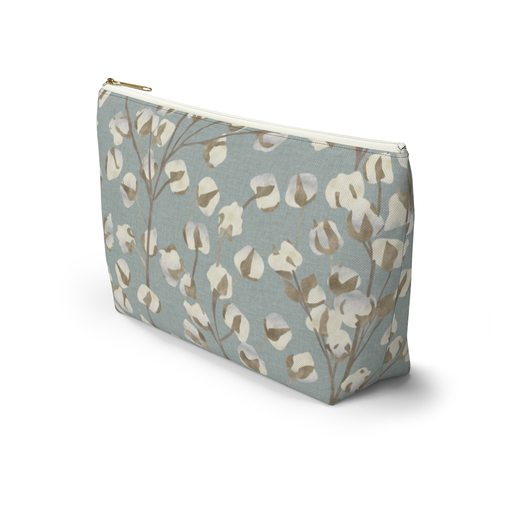 Cotton Branch Accessory Pouch w T-bottom in Aqua