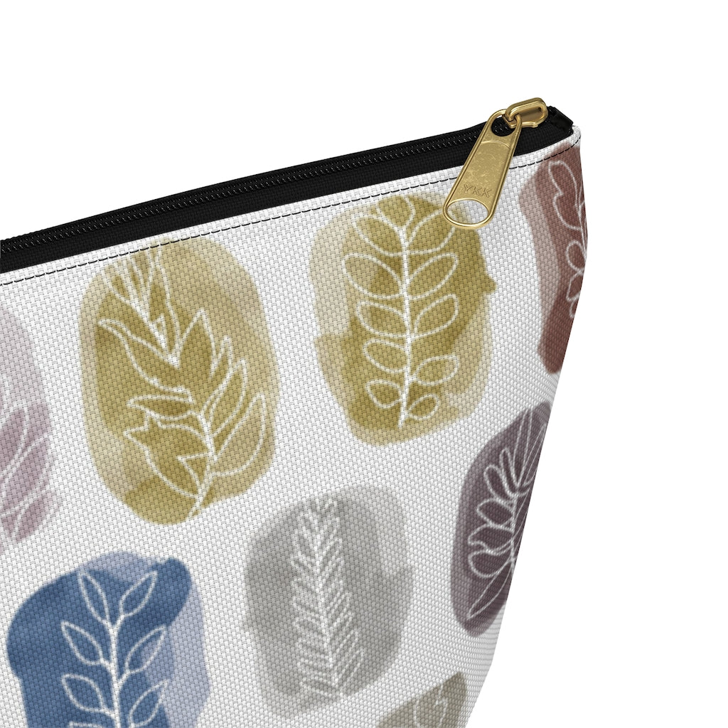 Watercolor Leaf Stamp Accessory Pouch w T-bottom in Purple