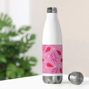 Tossed Leaves 20oz Insulated Bottle in Pink