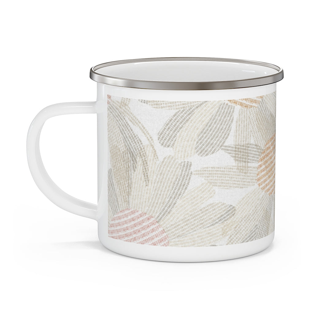 Daisy Chain Code Enamel Mug in Brown