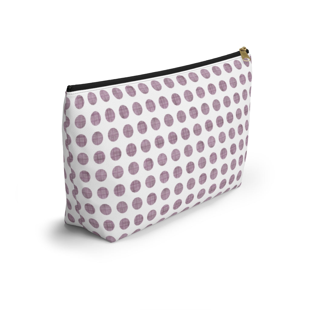 Textured Polka Dots Accessory Pouch w T-bottom in Purple
