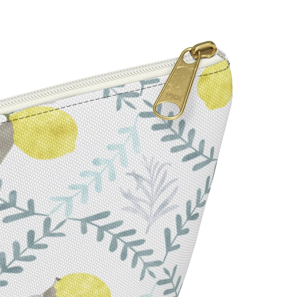 Lemon Tile Accessory Pouch w T-bottom in Aqua