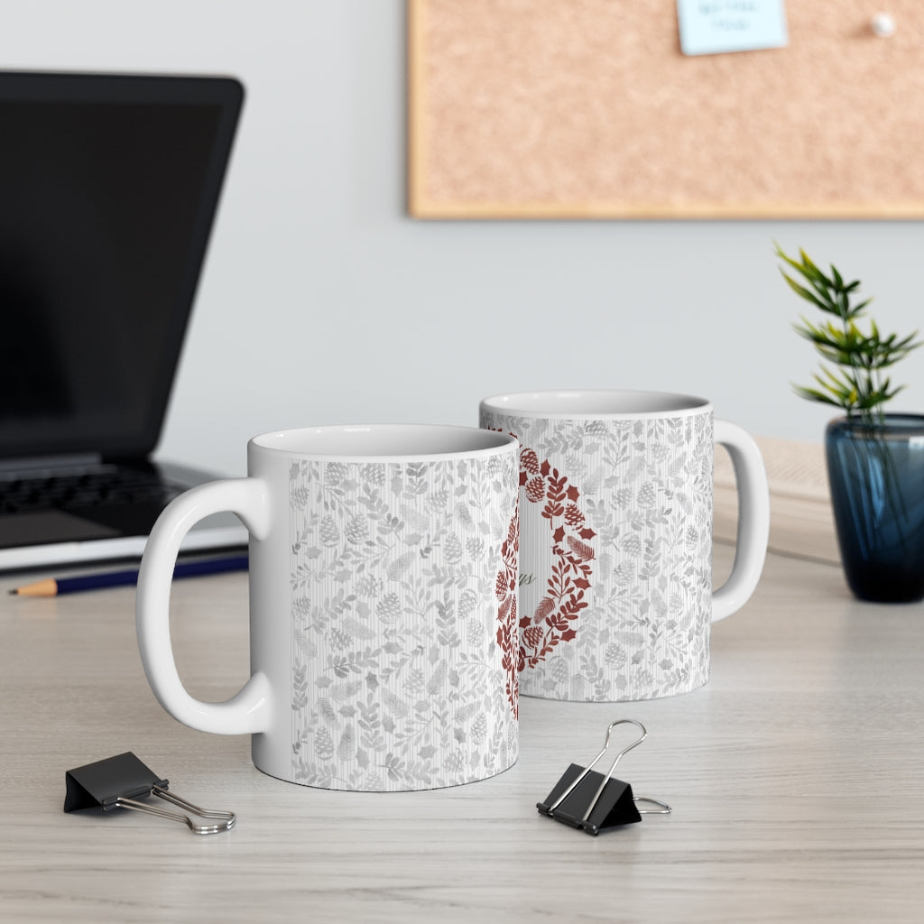 Holiday Wreath Mug in Gray
