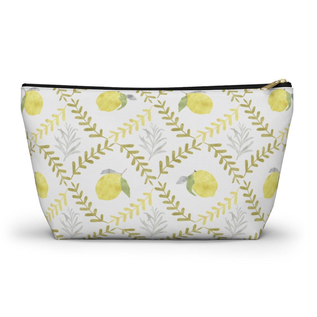 Lemon Tile Accessory Pouch w T-bottom in Yellow
