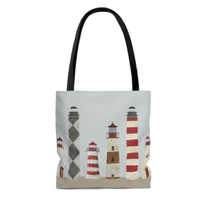 Lighthouses Tote Bag in Red