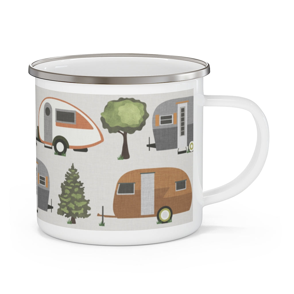 Teardrop Campers Enamel Mug in Orange