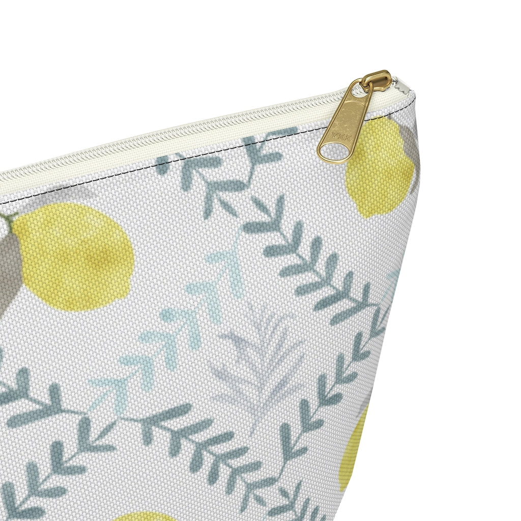 Lemon Tile Accessory Pouch w T-bottom in Aqua