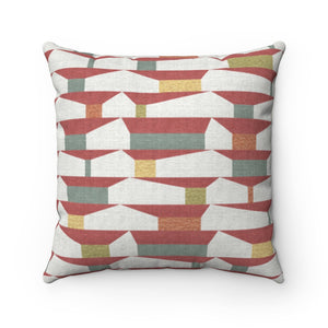 Tramway Square Throw Pillow in Red